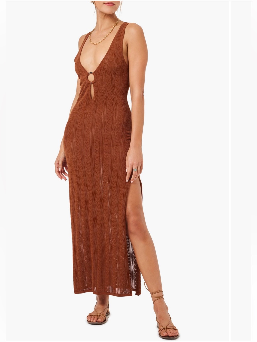 🆕 LSPACE Tricia Semisheer Cotton Blend Cover-Up Dress Brown
